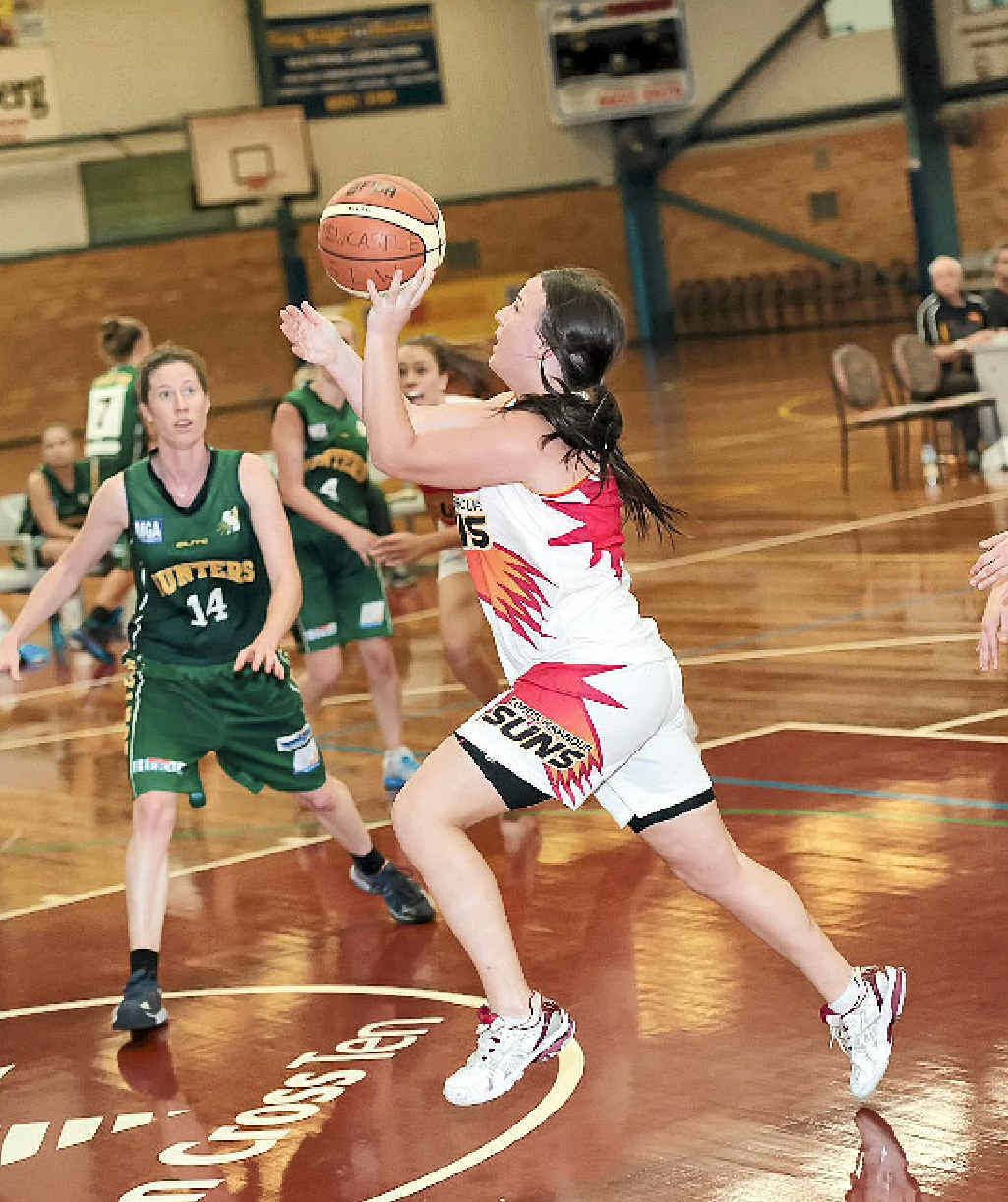 HOT SHOT: Siarn Woods of the Coffs Harbour Suns against the Newcastle Hunters. HOT SHOT: Siarn Woods of the Coffs Harbour Suns against the Newcastle Hunters.